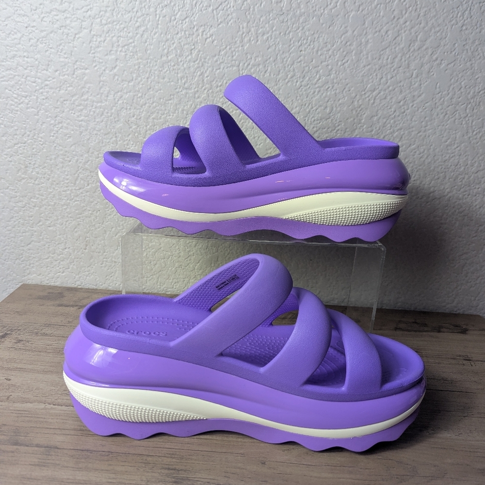 Crocs Mega Crush Triple Strap Platform Sandals Women's 8 Purple
